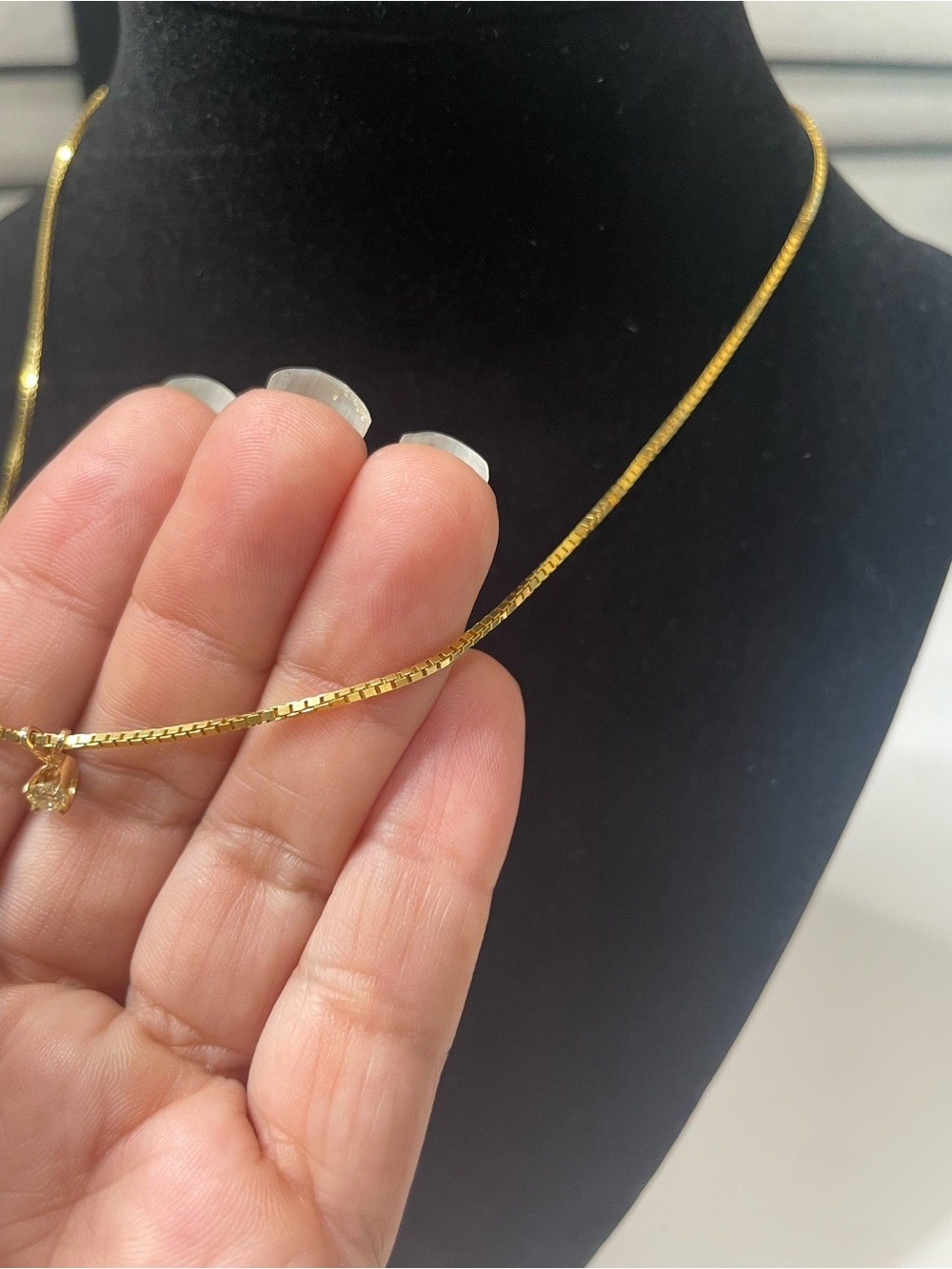14k Italian Gold Chain and Pendant Set with Genuine Diamond 16.5in - Picture 5 of 7